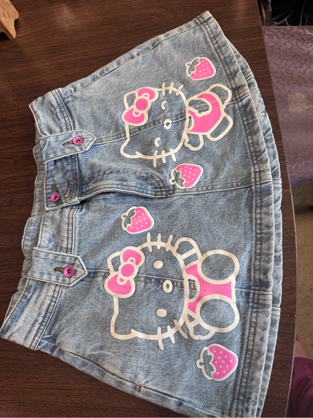 Sanrio Hello Kitty Blue Denim Skirt with Pink Accents - Kids- juniors